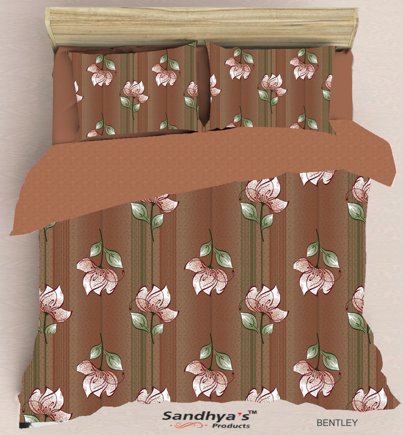 Bentley Elegant Floral Print Bedsheet Set