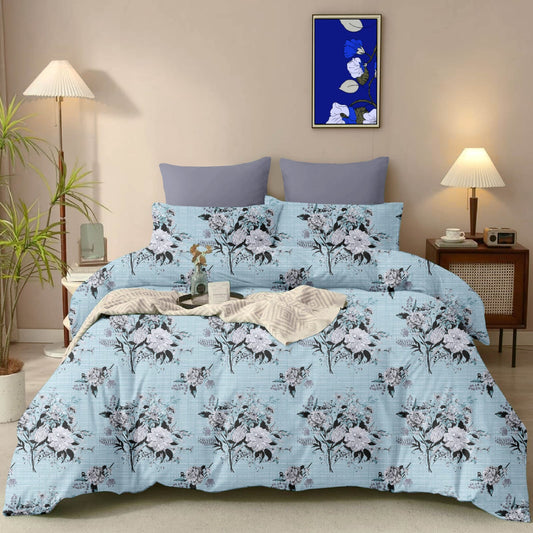 Gloria Serene Sky Floral Bedsheet Set